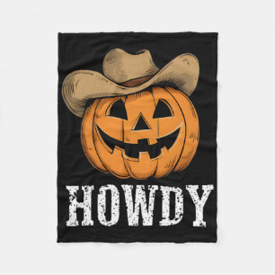Vintag Howdy Pumpkin Cowboy Western Fleecedecke