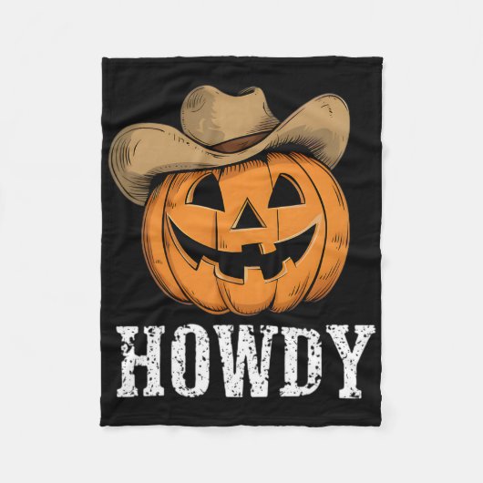 Vintag Howdy Pumpkin Cowboy Western Fleecedecke (Vorderseite)