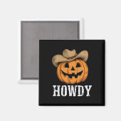 Vintag Howdy Pumpkin Cowboy Western Magnet (Vorderseite/Rückseite)