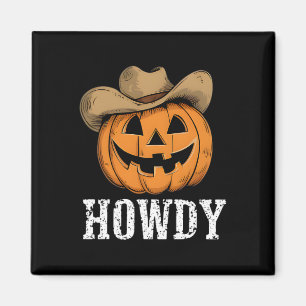 Vintag Howdy Pumpkin Cowboy Western Magnet
