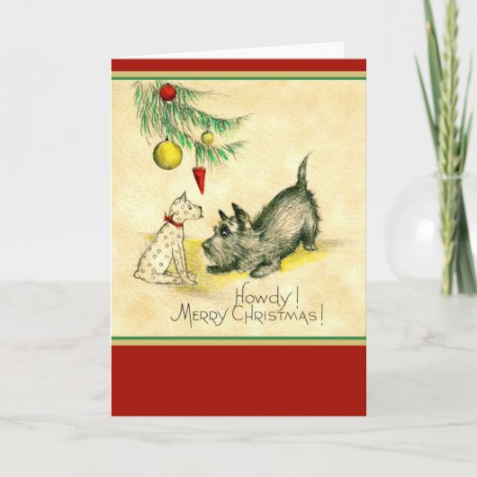 Vintag Howdy Weihnachtskarte Feiertagskarte (Vorderseite)