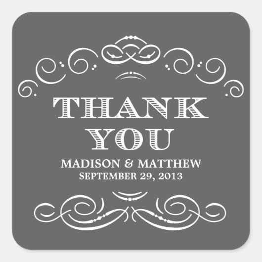 VINTAG HÜBSCH | GASTGESCHENK HOCHZEIT ETIKETTEN QUADRATISCHER AUFKLEBER (Vorderseite)