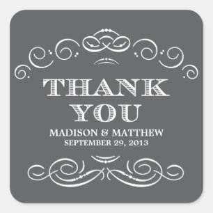 VINTAG HÜBSCH   GASTGESCHENK HOCHZEIT ETIKETTEN QUADRATISCHER AUFKLEBER