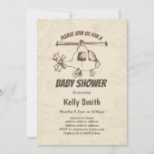 Vintag, Hubschrauber, Babydusche Einladung (Vorderseite)