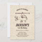 Vintag, Hubschrauber, Einladung zum Geburtstag (Vorderseite)