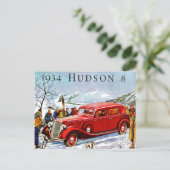 Vintag Hudson Automobile Ad Postkarte (Stehend Vorderseite)