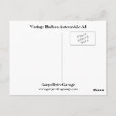 Vintag Hudson Automobile Ad Postkarte (Rückseite)