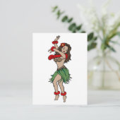 Vintag Hula Hawaiian Girl Tattoo Art Postkarte (Stehend Vorderseite)