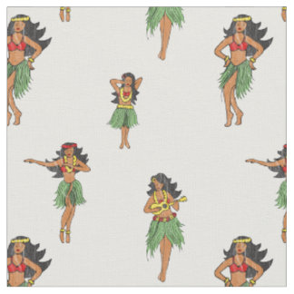 Vintag Hula tancing Girls Hawaiian Gemustert Stoff