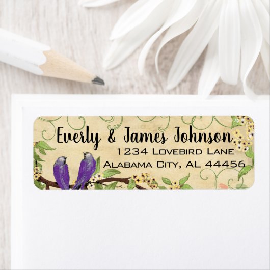 Vintag Humingbird Swirl Weihnachtsadressen Labels (Insitu)