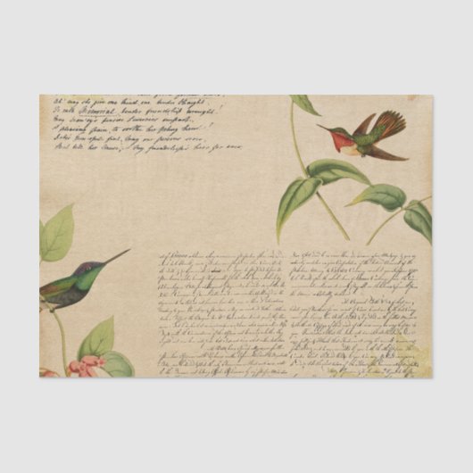 Vintag Hummingbird Ephemera Seidenpapier (Vorderseite)