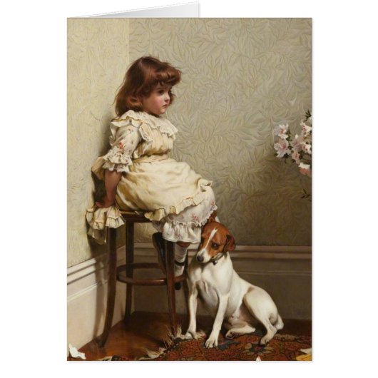 Vintag - Hund tröstet Mädchen in der Zeit heraus, (Vorne)