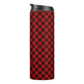 Vintag Hunter Red Buffalo Black Pattern Monogram Thermosbecher (Nach rechts gedreht)