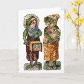 Vintag - Hurdy Gurdy Frogs, Karte (Gelbe Blume)