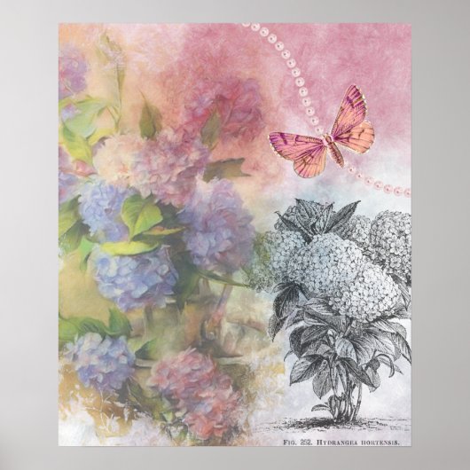 Vintag Hydrangea Luxus Elegance Poster (Vorne)
