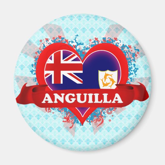 Vintag I Liebe Anguilla Magnet (Vorne)
