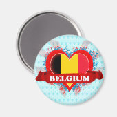 Vintag I Liebe Belgien Magnet (Vorderseite/Rückseite)