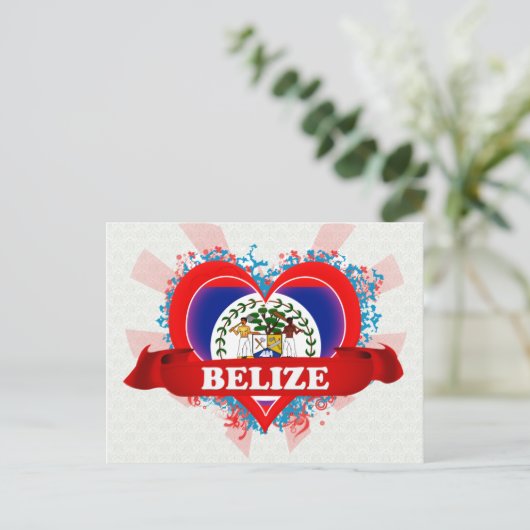 Vintag I Liebe Belize Postkarte (Stehend Vorderseite)