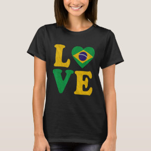 Vintag I Liebe Brasilien Flag Herz Brasilianischer T-Shirt
