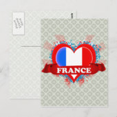 Vintag I Liebe Frankreich Postkarte (Vorne/Hinten)
