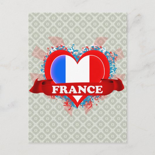 Vintag I Liebe Frankreich Postkarte (Vorderseite)