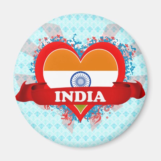 Vintag I Liebe Indien Magnet (Vorne)