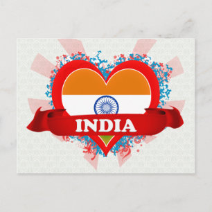 Vintag I Liebe Indien Postkarte