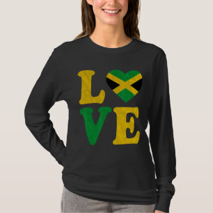 Vintag I Liebe Jamaica Flag Herz Jamaikanische Roo T-Shirt