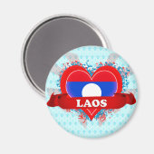 Vintag I Liebe Laos Magnet (Vorderseite/Rückseite)