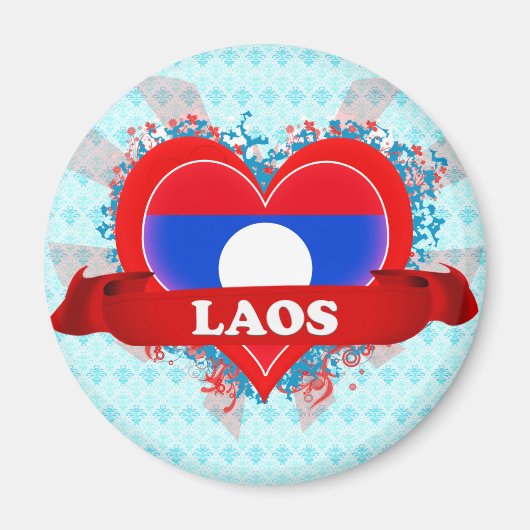 Vintag I Liebe Laos Magnet (Vorne)