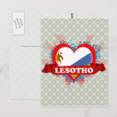 Vintag I Liebe Lesotho Postkarte (Vorne/Hinten)