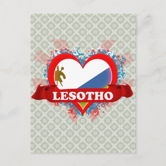 Vintag I Liebe Lesotho Postkarte (Vorderseite)