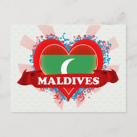 Vintag I Liebe Malediven Postkarte (Vorderseite)