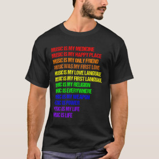 Vintag I Liebe Music Lover Rainbow Quotes T-Shirt