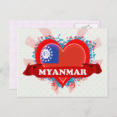 Vintag I Liebe Myanmar Postkarte (Vorne/Hinten)