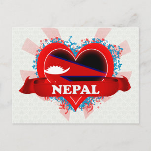 Vintag I Liebe Nepal Postkarte