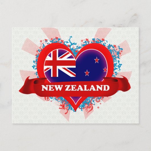 Vintag I Liebe Neuseeland Postkarte (Vorderseite)