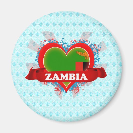Vintag I Liebe Sambia Magnet (Vorne)