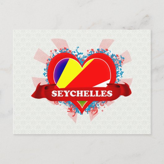 Vintag I Liebe Seychellen Postkarte (Vorderseite)