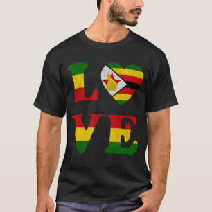 Vintag I Liebe Simbabwische Flagge Herz Simbabwisc T-Shirt