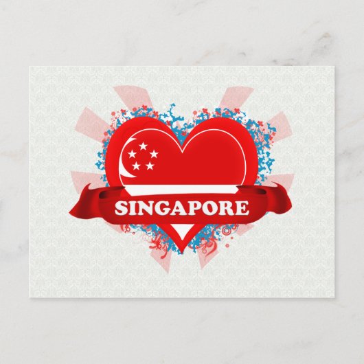 Vintag I Liebe Singapur Postkarte (Vorderseite)
