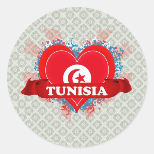Vintag I Liebe Tunesien Runder Aufkleber (Vorderseite)