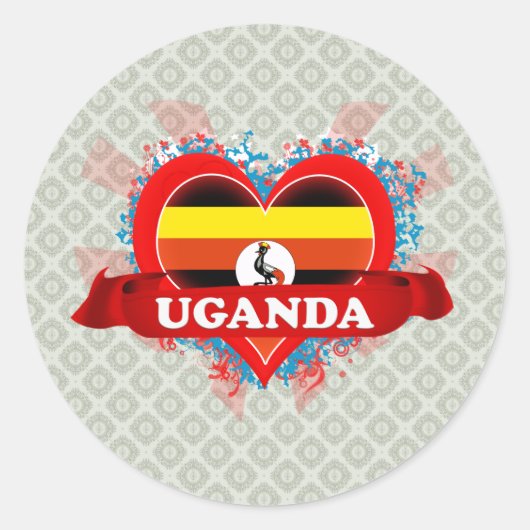 Vintag I Liebe Uganda Runder Aufkleber (Vorderseite)