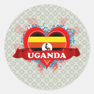 Vintag I Liebe Uganda Runder Aufkleber
