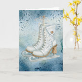 Vintag Ice Skate Weihnachtskarte Karte (Gelbe Blume)