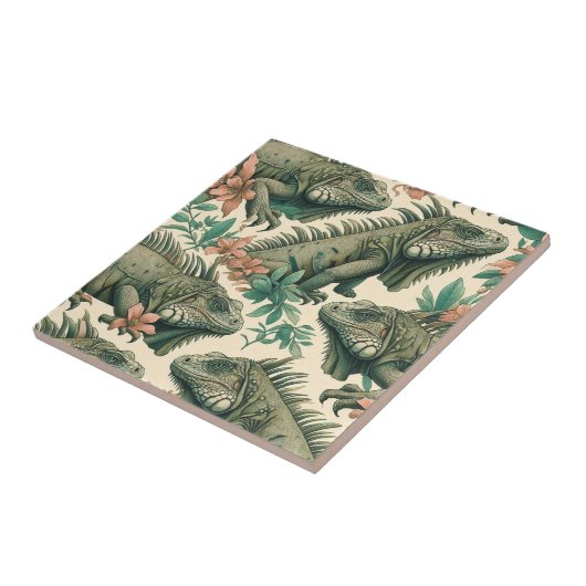 Vintag Iguana Pattern Fliese (Seite)