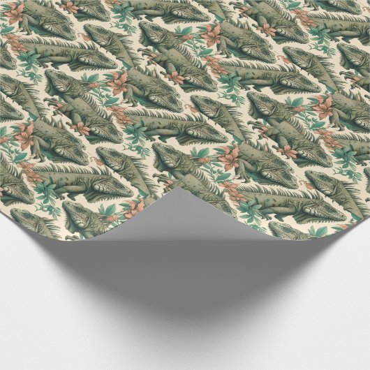 Vintag Iguana Pattern Geschenkpapier (Ecke)