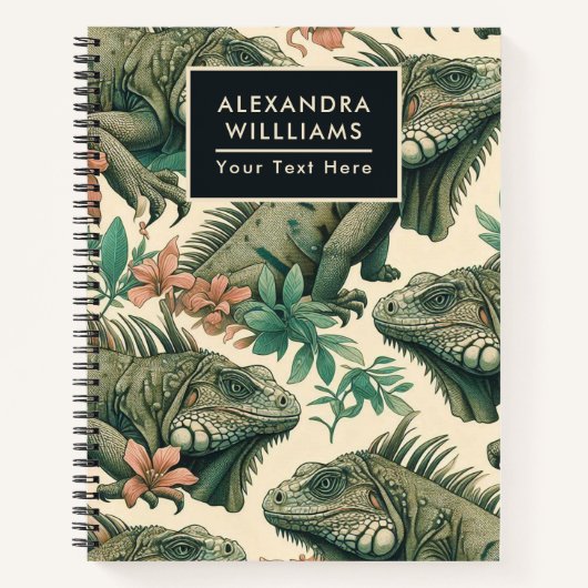 Vintag Iguana Pattern Notizblock (Vorderseite)