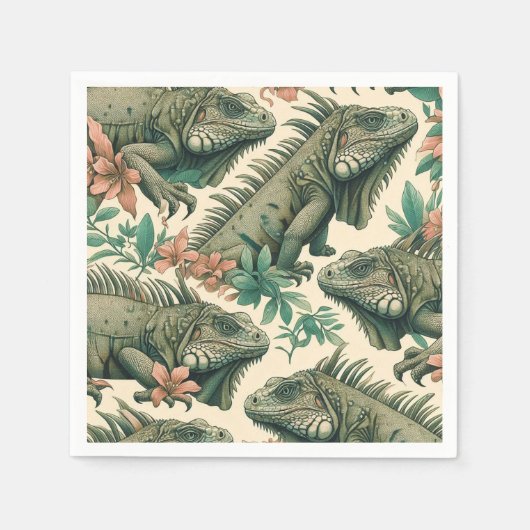 Vintag Iguana Pattern Serviette (Vorderseite)