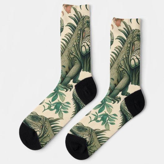 Vintag Iguana Pattern Socken (Linkes Detail)